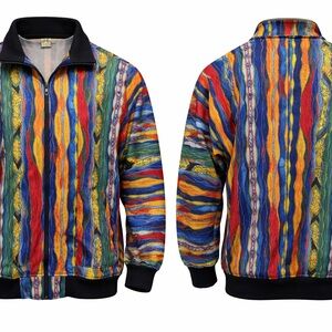 Brock Jeans Coogi Style Sweater Jacket Men’s 3XL Multicolor Full Zip